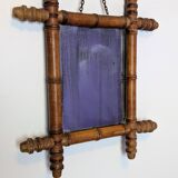 Antique bamboo mirror with pitted glass 40x34 cm