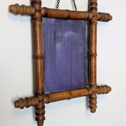 Miroir ancien bambou tourné glace piquée 40x34 cm