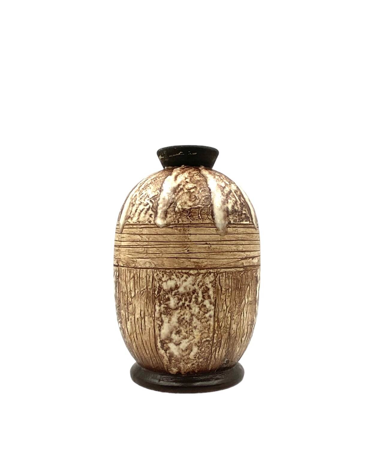 Louis Auguste Dage, Art Deco unique ceramic vase, France 1930