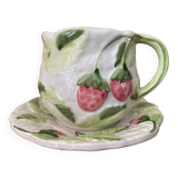 Slush cup and saucer with strawberry and leaf decoration Portugal