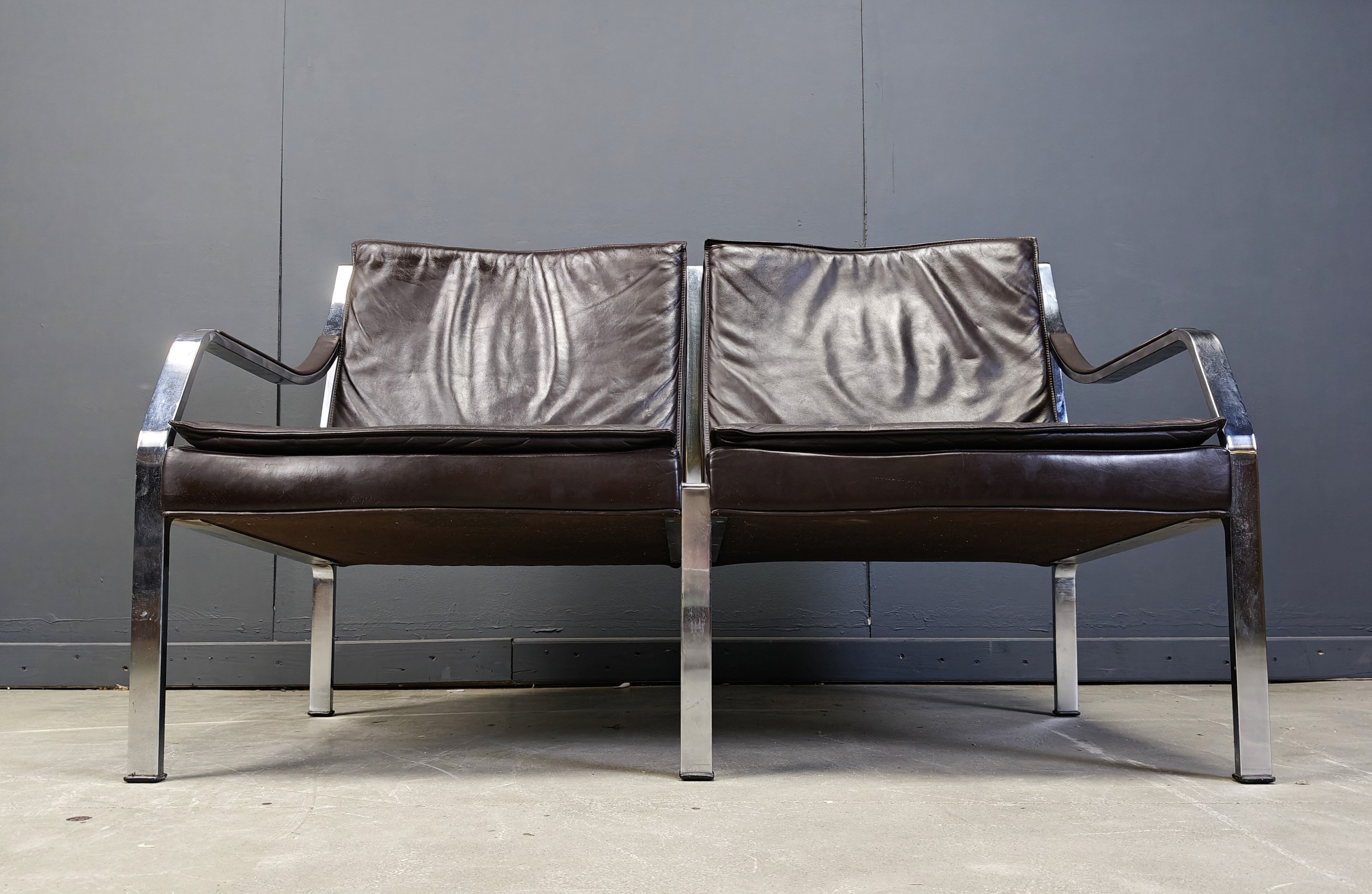 Leather sofa by Preben Fabricius and Jorgen Kastholm for Walter Knoll