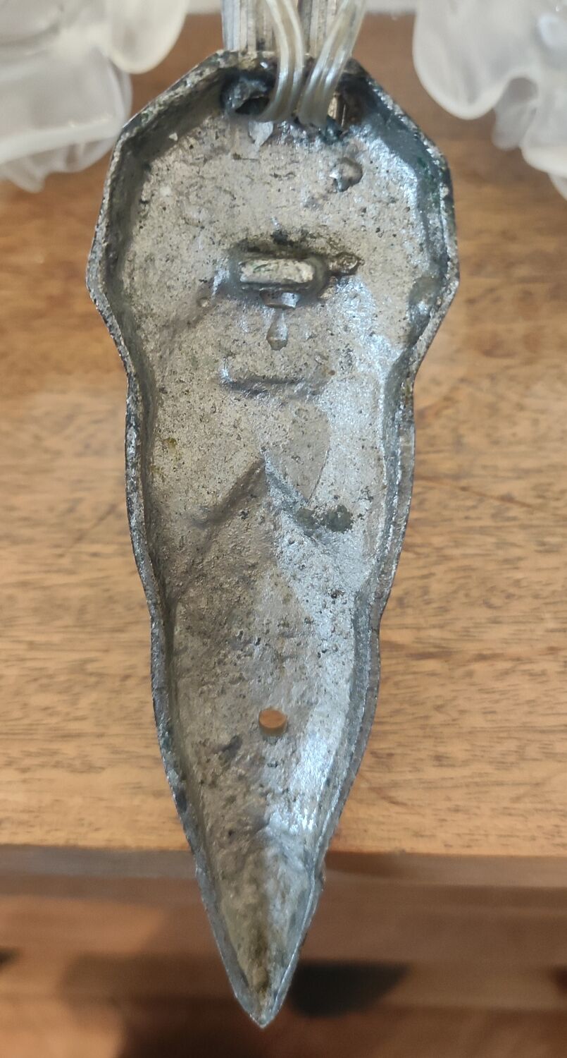 Pair of double Art Deco sconces / silver bronze