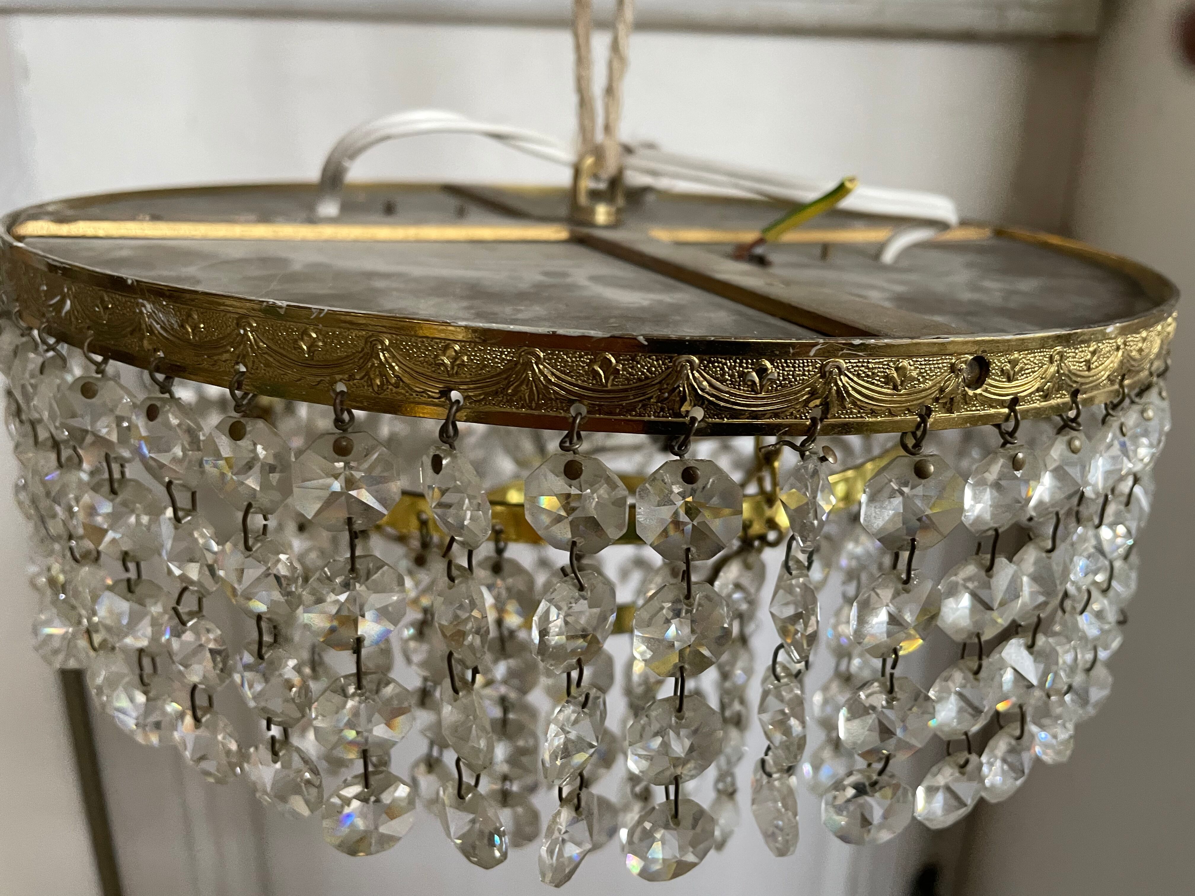 Ceiling lamp crown brass with vintage tassels