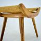 Pair of beech straw stools, 1960s, Czechoslovakia