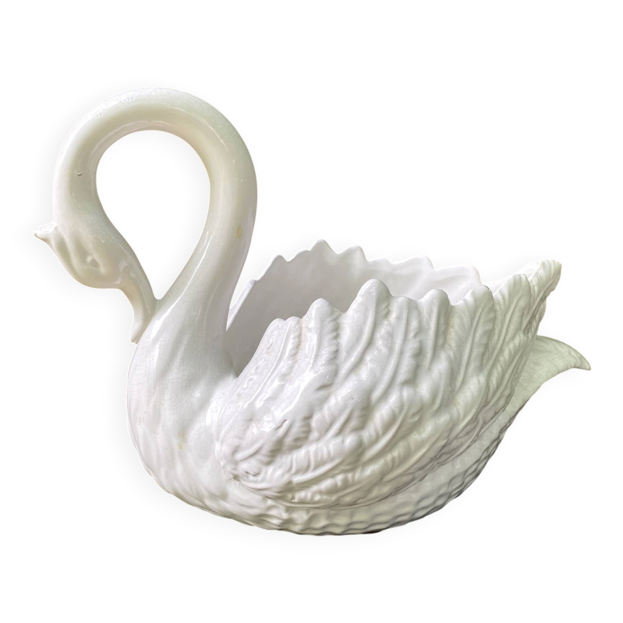 Zoomorphic planter, ceramic swan pocket holder.