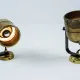 Pair of Vintage Gold-Toned Tube-Style Wall Spotlights With Patina