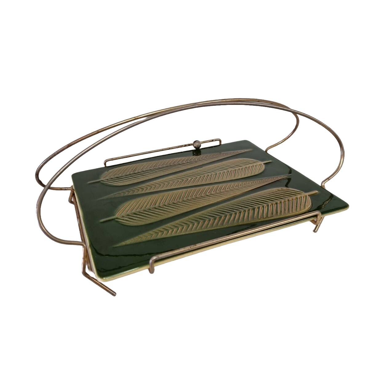 Plat de service vintage St. Clément dans son support, années 1950