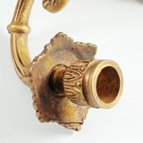 Set of 2 old candlestick sconces in bronze