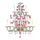 Luxury Pink and Transparent Venetian Murano Glass Chandelier