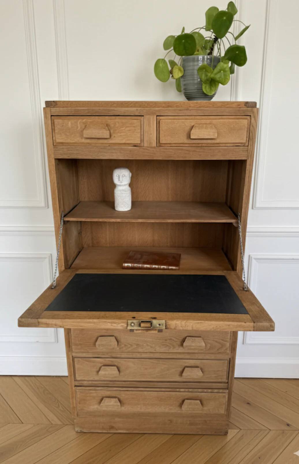 Vintage wooden secretary desk in the style of a professional piece of furniture