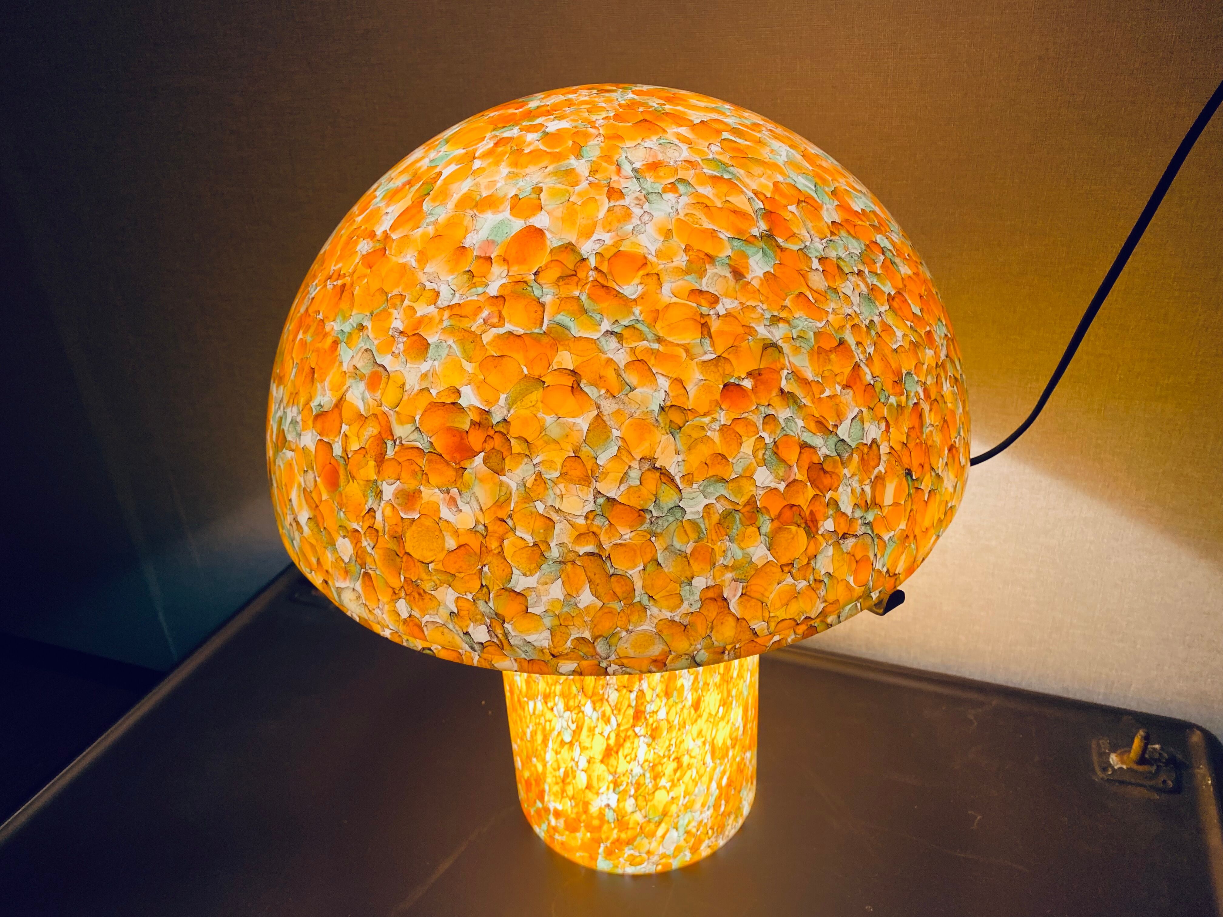 Orange mushroom lamp from Peill and Putzler, 1970s