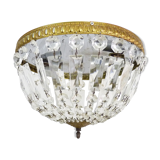 Old crown ceiling, half basket with 2 glass lights. Year 60