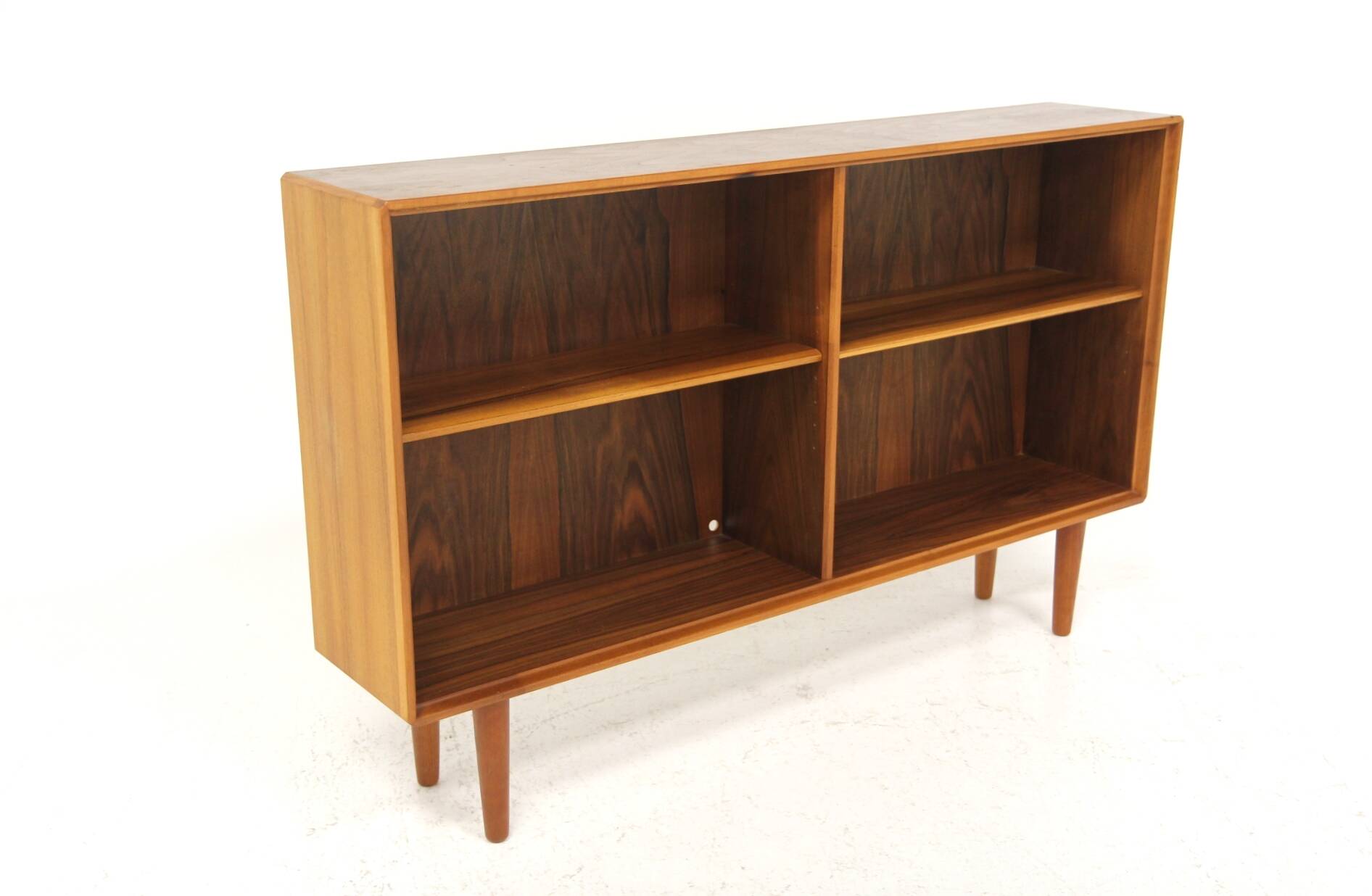 Scandinavian walnut bookcase "Facett", Bertil Fridhagen, Bodafors, Sweden, 1960