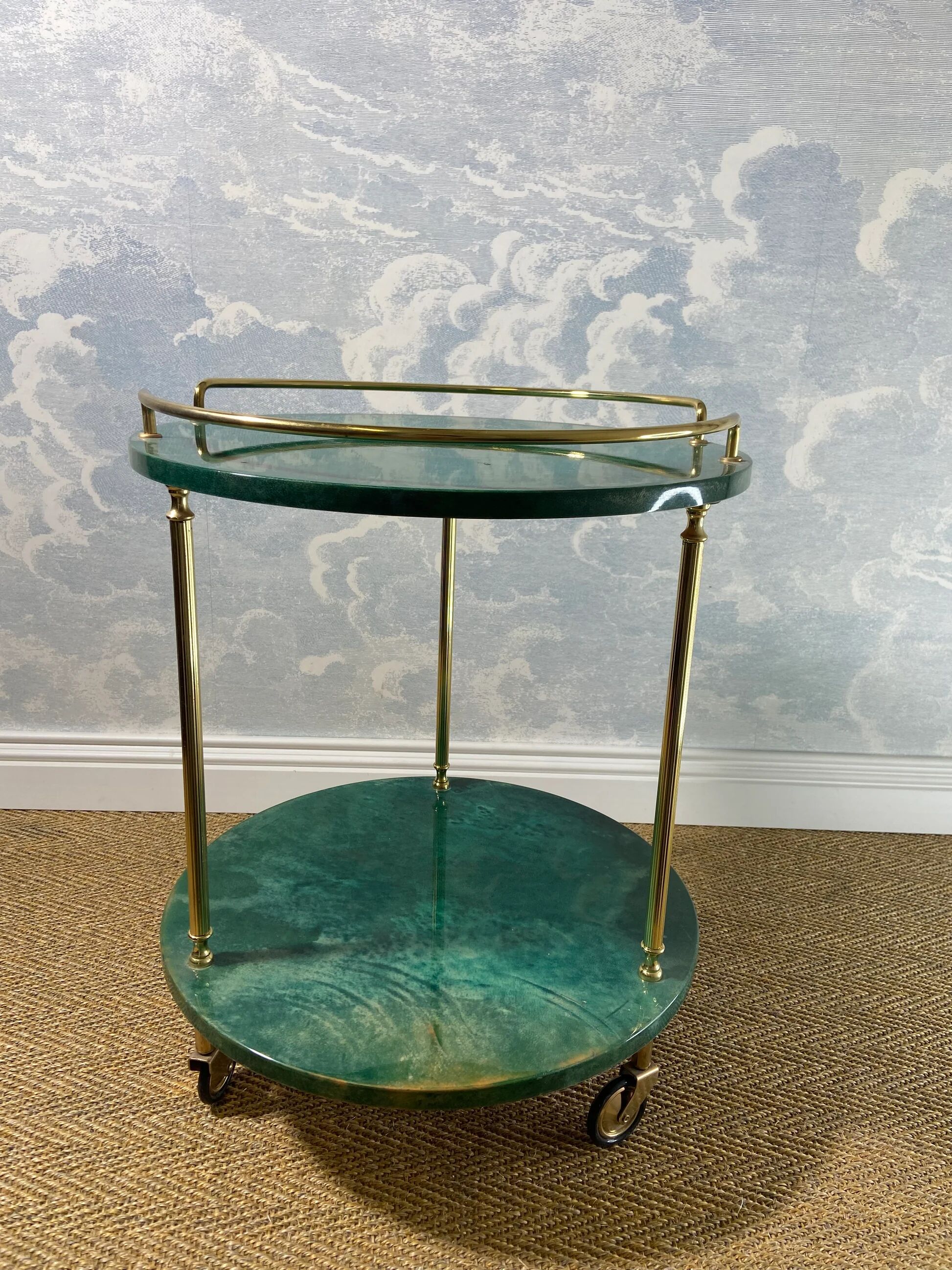 Small emerald green side table ALDO TURA, Italy 1960s