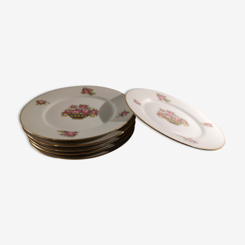 6 Dessert plates decorated with roses