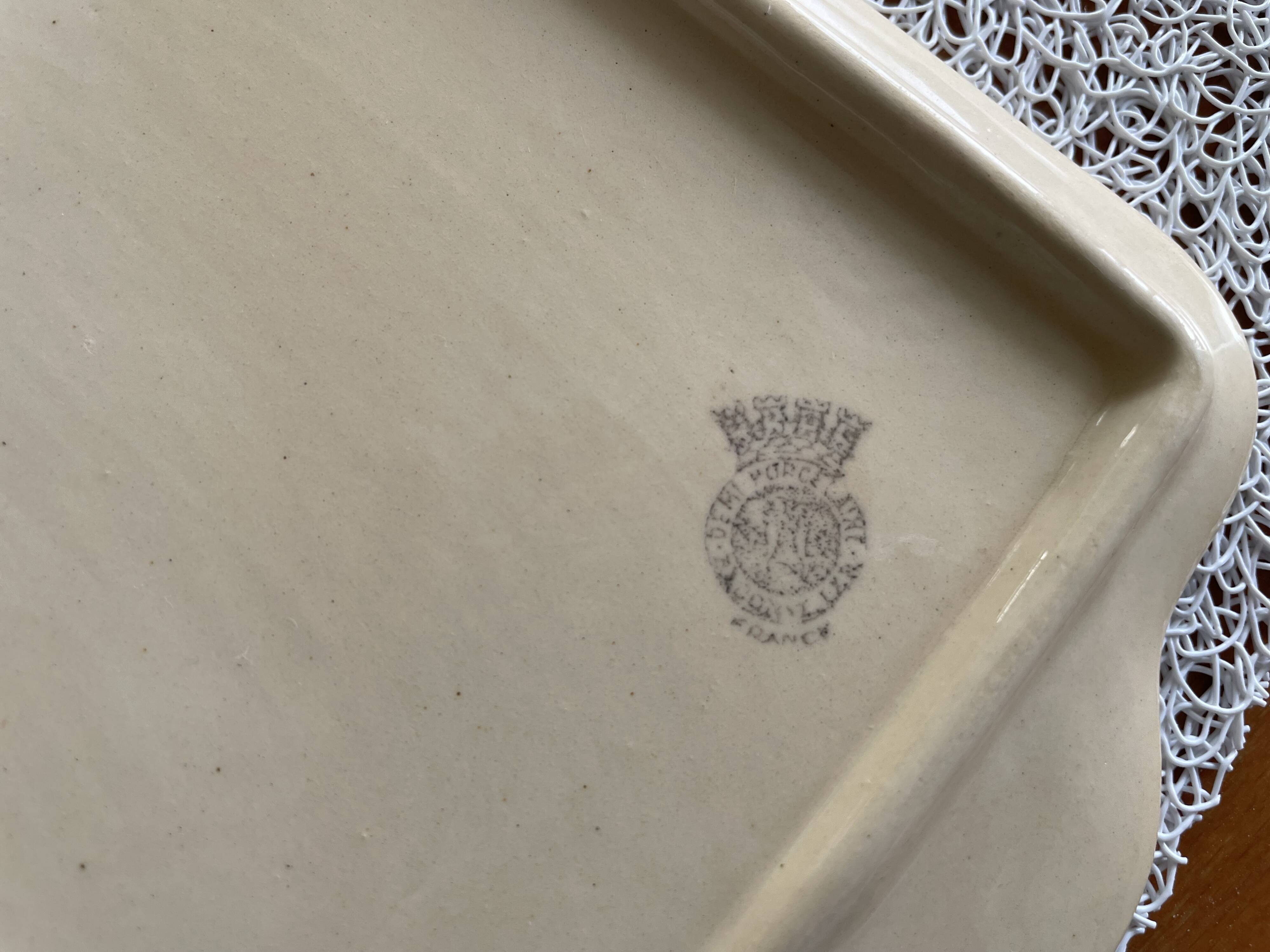 Pretty old earthenware cake dish from badonviller