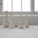 Group of 6 white and grey Midcentury Modern vessels Rörstrand Sweden 1950