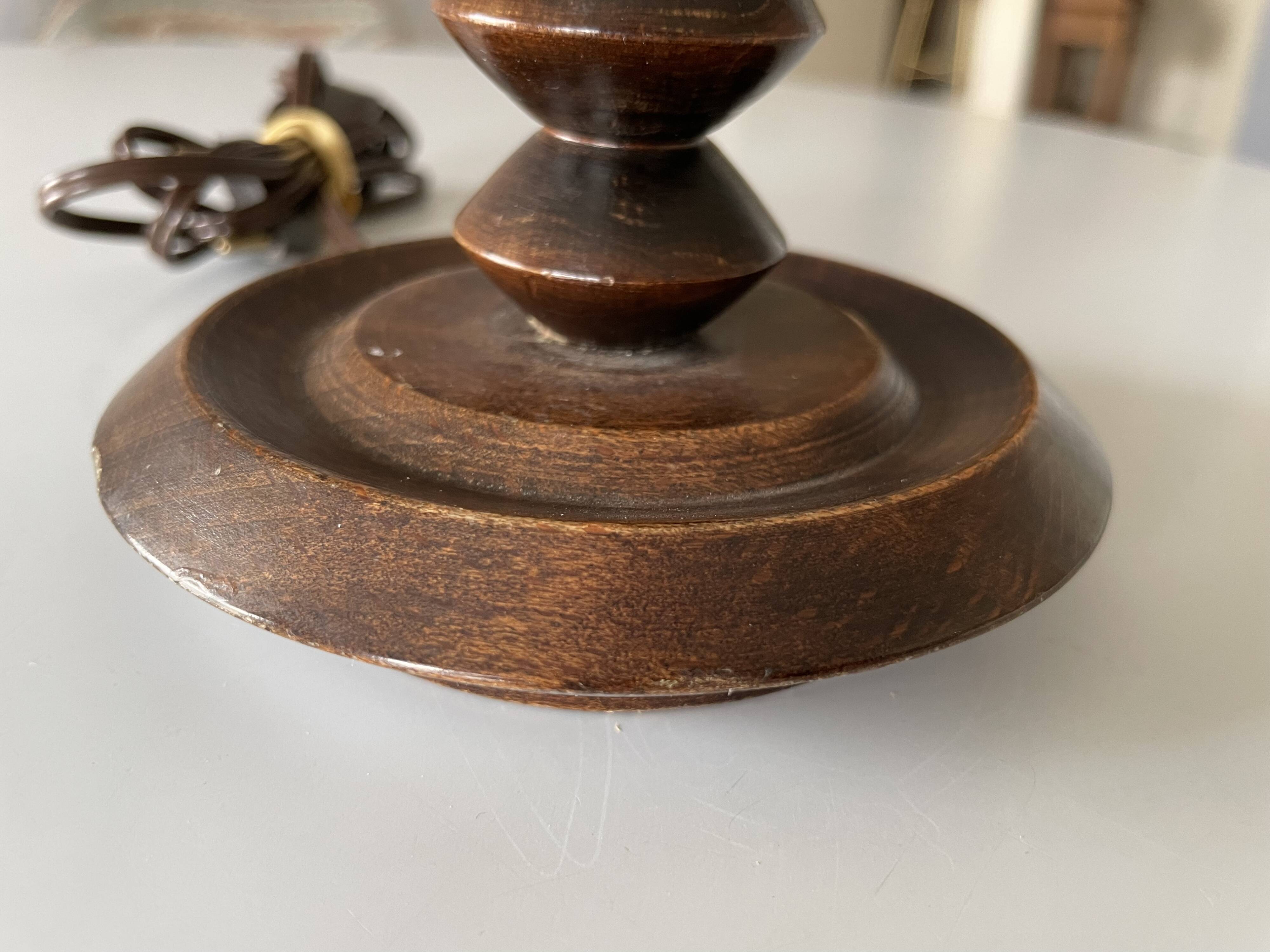 Wooden table lamp from the 70s