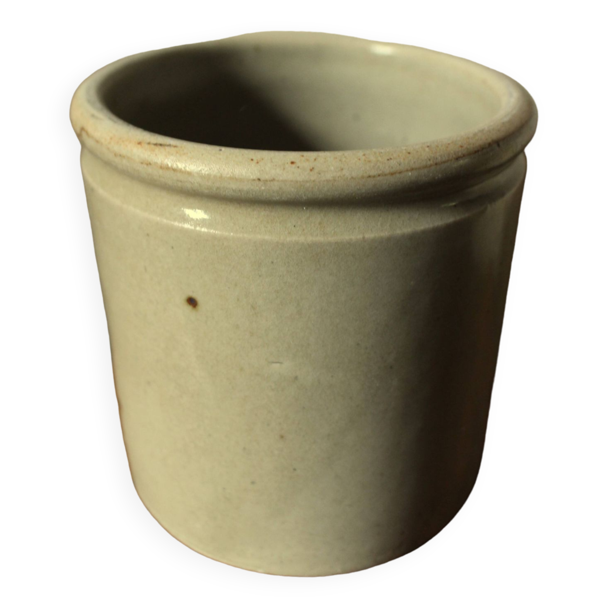 Pot grès vernissé beige gris sans anse