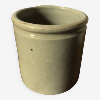 Beige gray glazed stoneware pot without handle