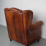 Fauteuil club vintage en cuir couleur cognac hollandais