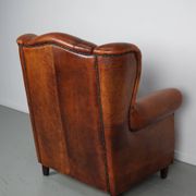 Fauteuil club vintage en cuir couleur cognac hollandais
