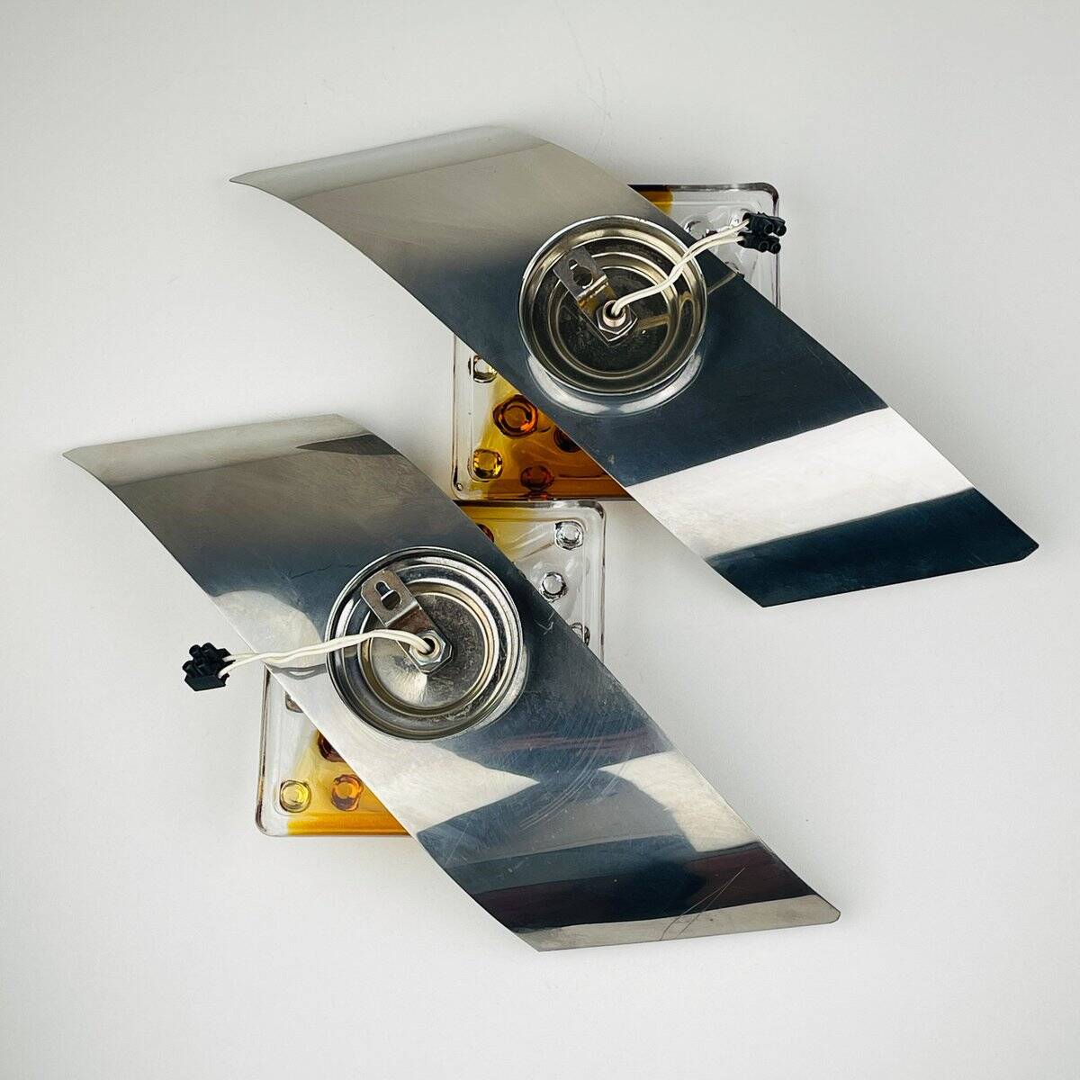 Mid-century Murano wall lamps by Mazzega, Italy 1970, set of 2