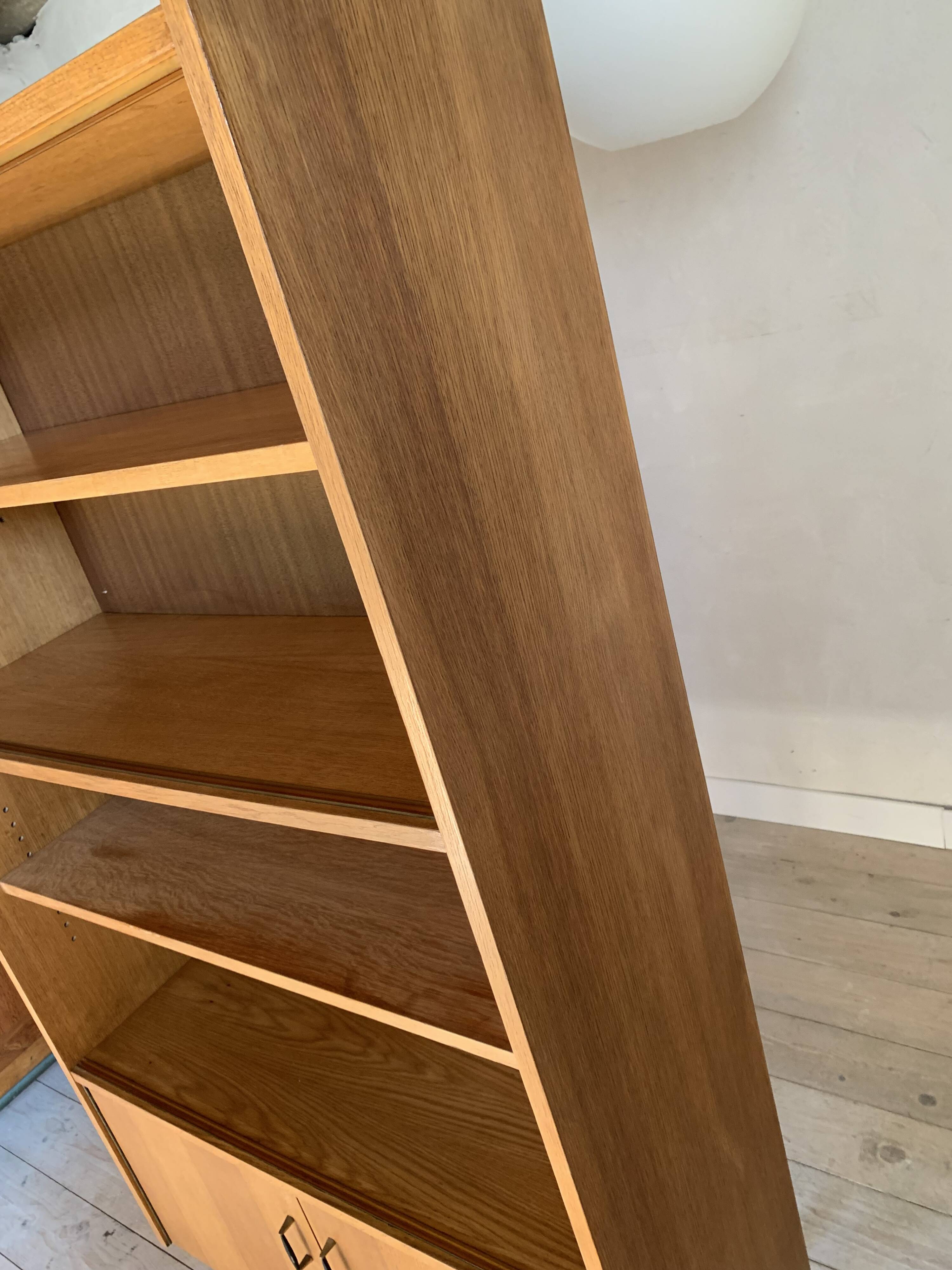 Vintage modernist oak display bookcase