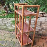 Vintage rattan shelf cabinet