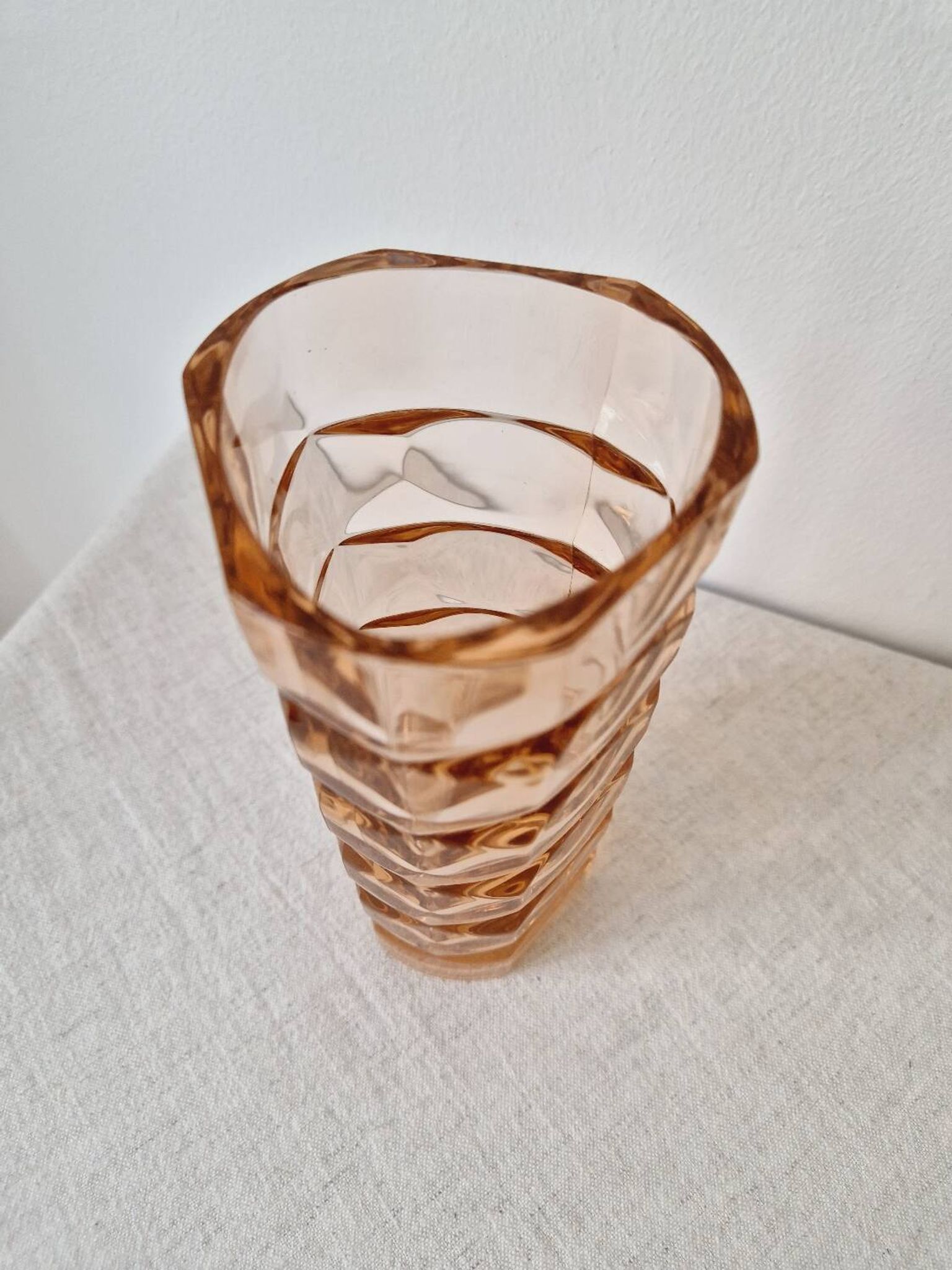 Glass vase 'Rosaline' Art Deco style '60s - Vintage Luminarc