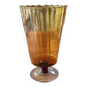 Vase vintage en verre - empoli jaune