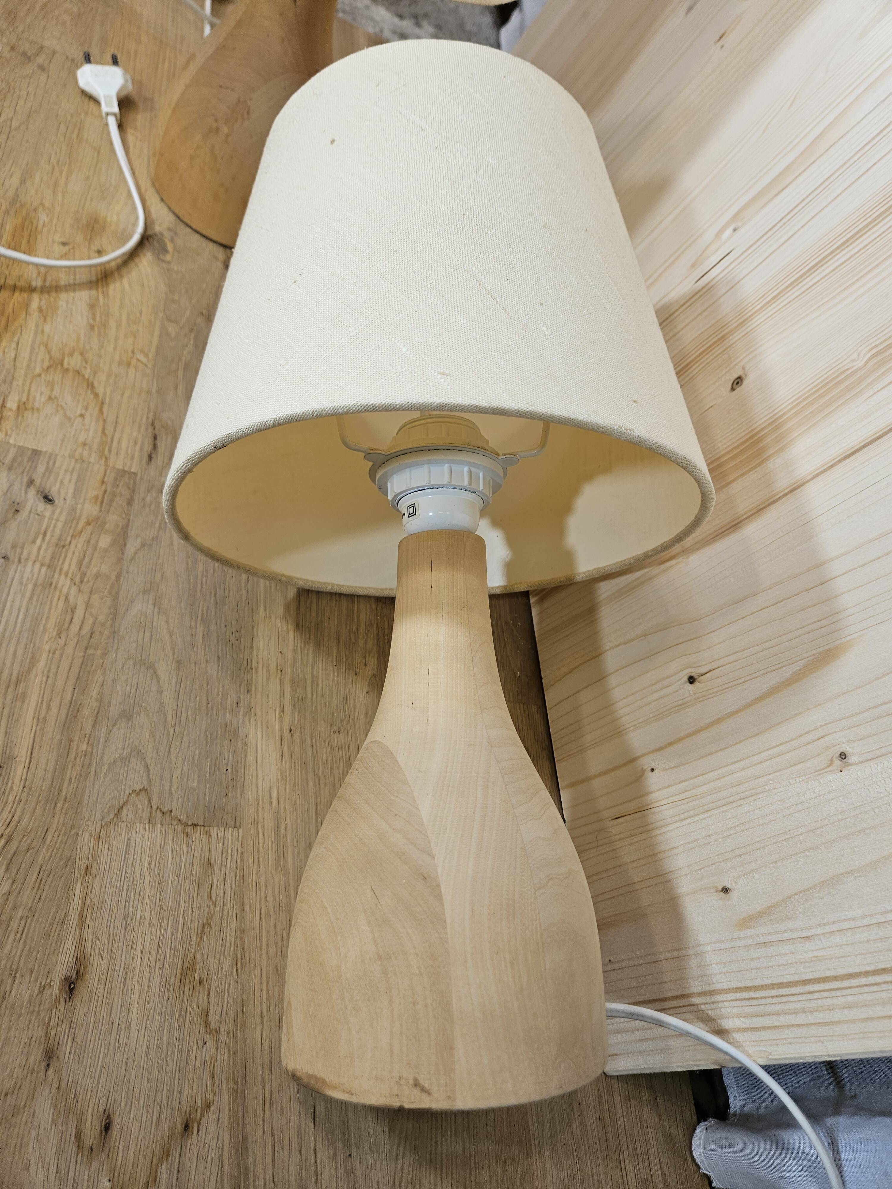 Pair of wooden bedside lamps