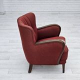 1960s, Danish armchair by Alfred Christensen, red furniture wool fabric.