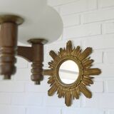 Miroir mural vintage doré Sunburst fabriqué en Italie dans les années 1960 Hollywood Regency