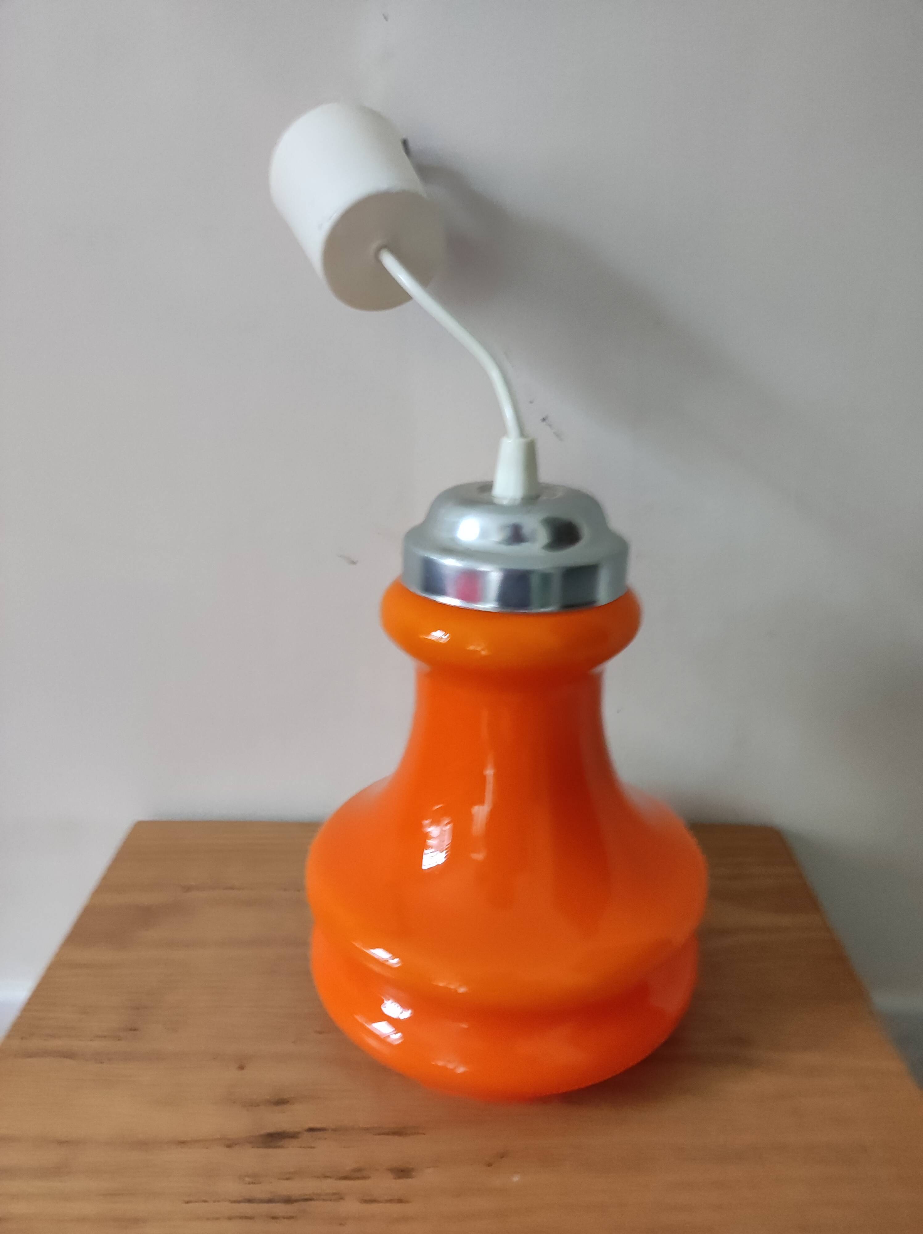 Chandelier suspension opaline orange space age vintage 60 70 s
