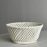 White woven ceramic basket