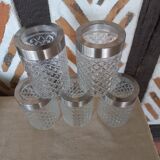 Set of 5 transparent glass jars