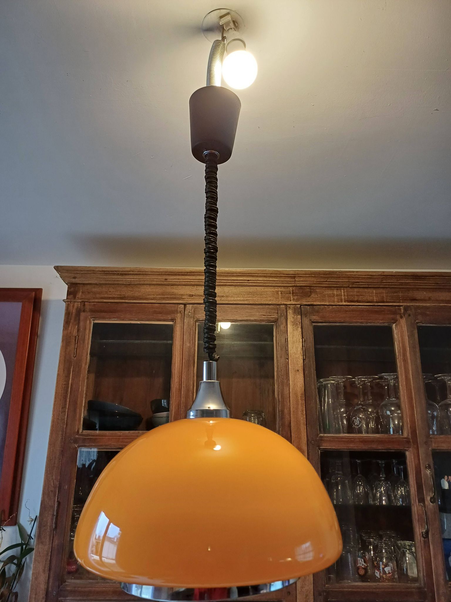 Suspension vintage opaline orange " viro "