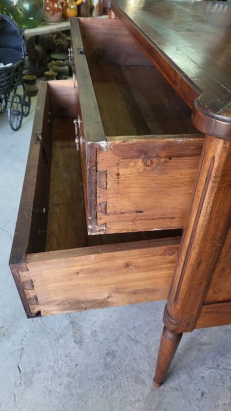 LOUIS XVI COMMODE WITH 2 DRAWERS IN SOLID WALNUT FROM THE 19TH CENTURY