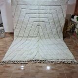 Berber Rug in Ecru Wool with Herringbone Pattern 300x200 - Bohemian Charm