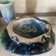 Pair of vases in slipware with Art Nouveau floral decoration.