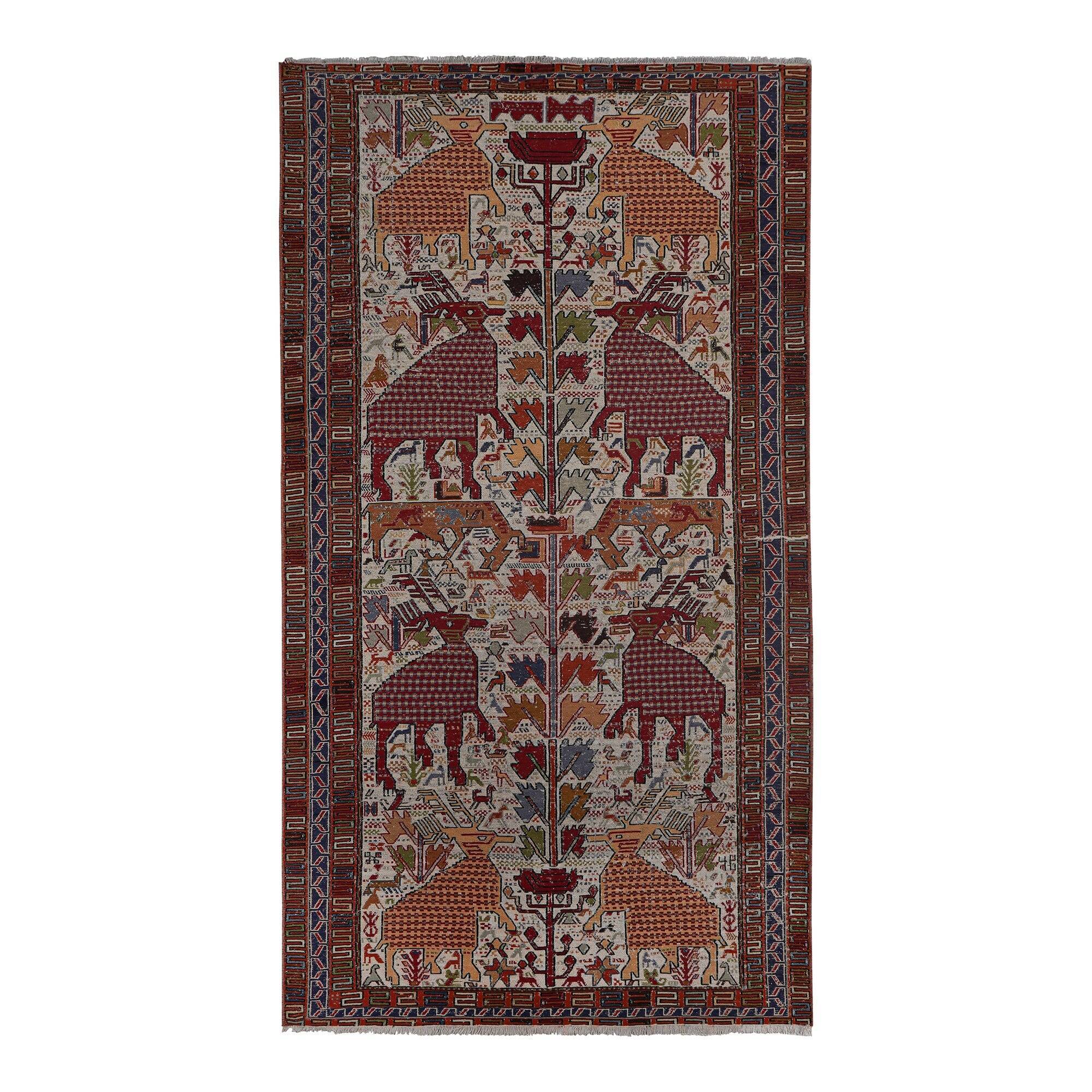 Vintage Turkish kilim, handwoven, 114x217 cm.