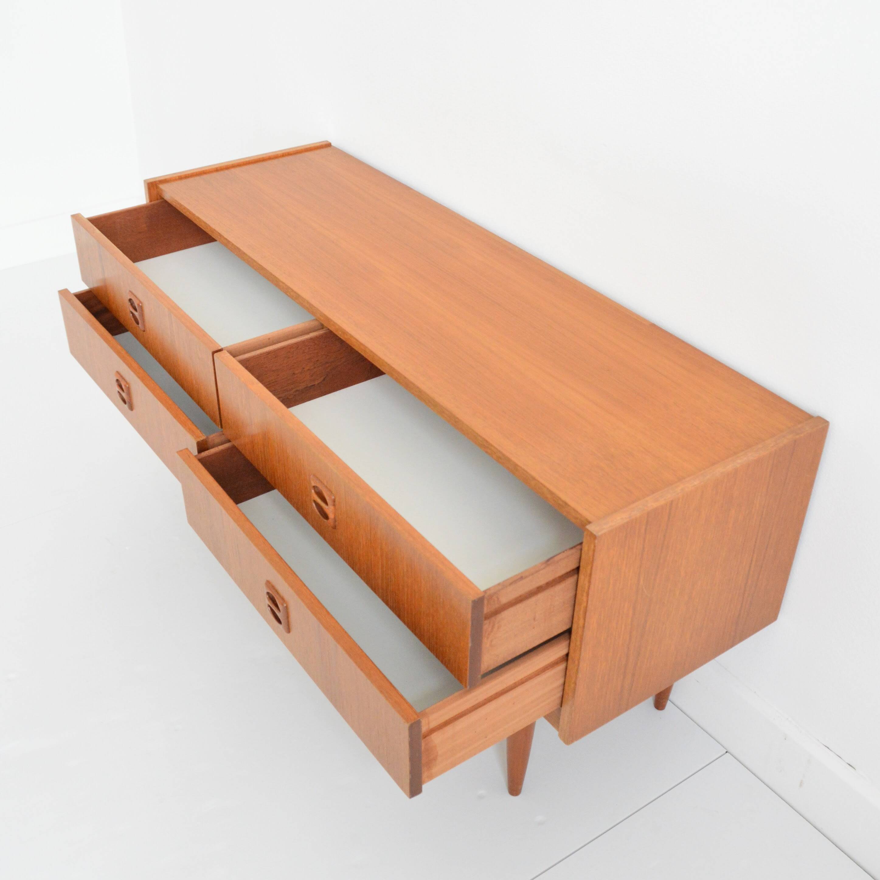 Small Scandinavian sideboard with 4 drawers, vintage 1960.