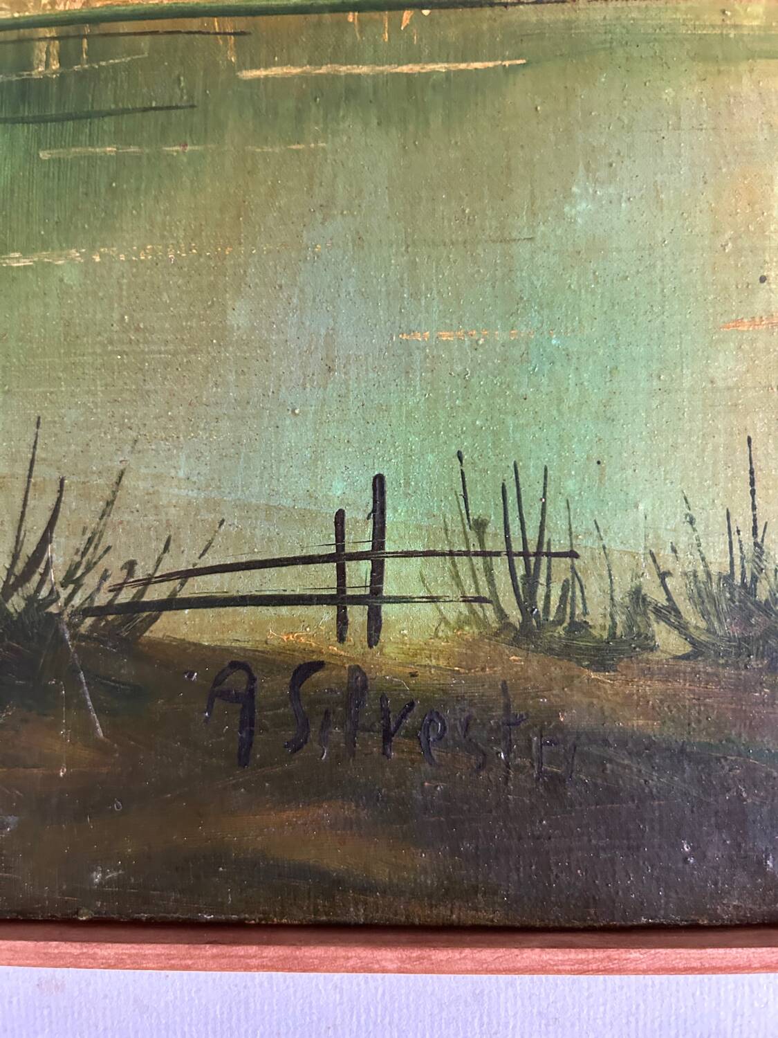 Huile sur toile Le vieux Pont XX de A. (Armand) Silvestre.