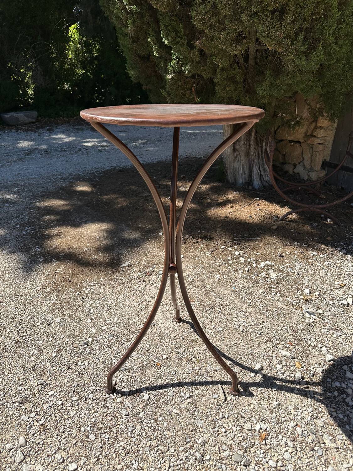 Handcrafted wrought iron pedestal table