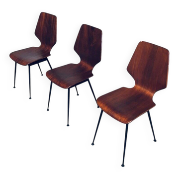 Mid-Century Modern Plywood Side Chairs attributed to Carlo Ratti for Legni Curvati, Italy, 1950s, Set of 3