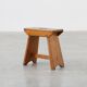Rustic Pine Stool with Cut-Out Trestle Legs, Sweden, circa 1920