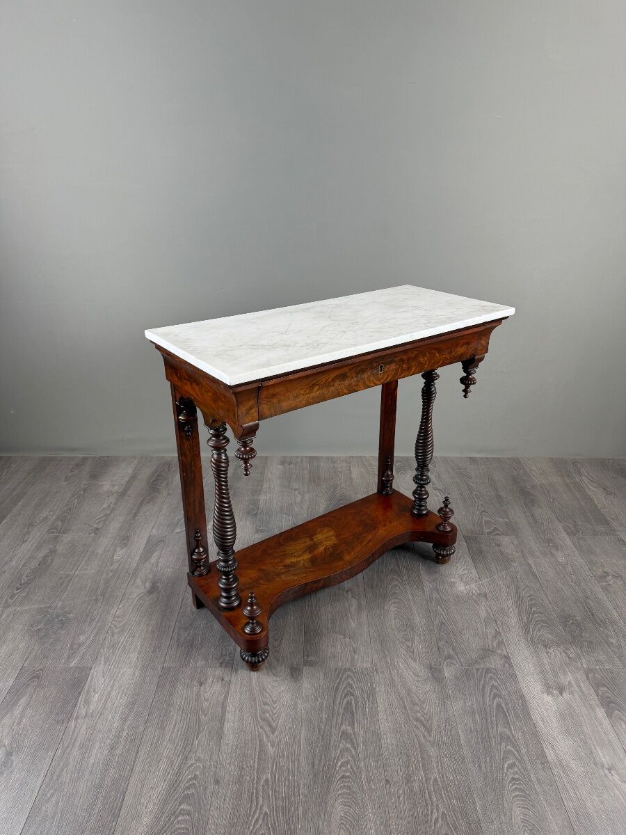 Console Napoléon III en acajou et marbre blanc, XIXe Siècle