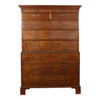 Antique Mahogany Cabinet Tallboy Chest on Chest George III 19th Century