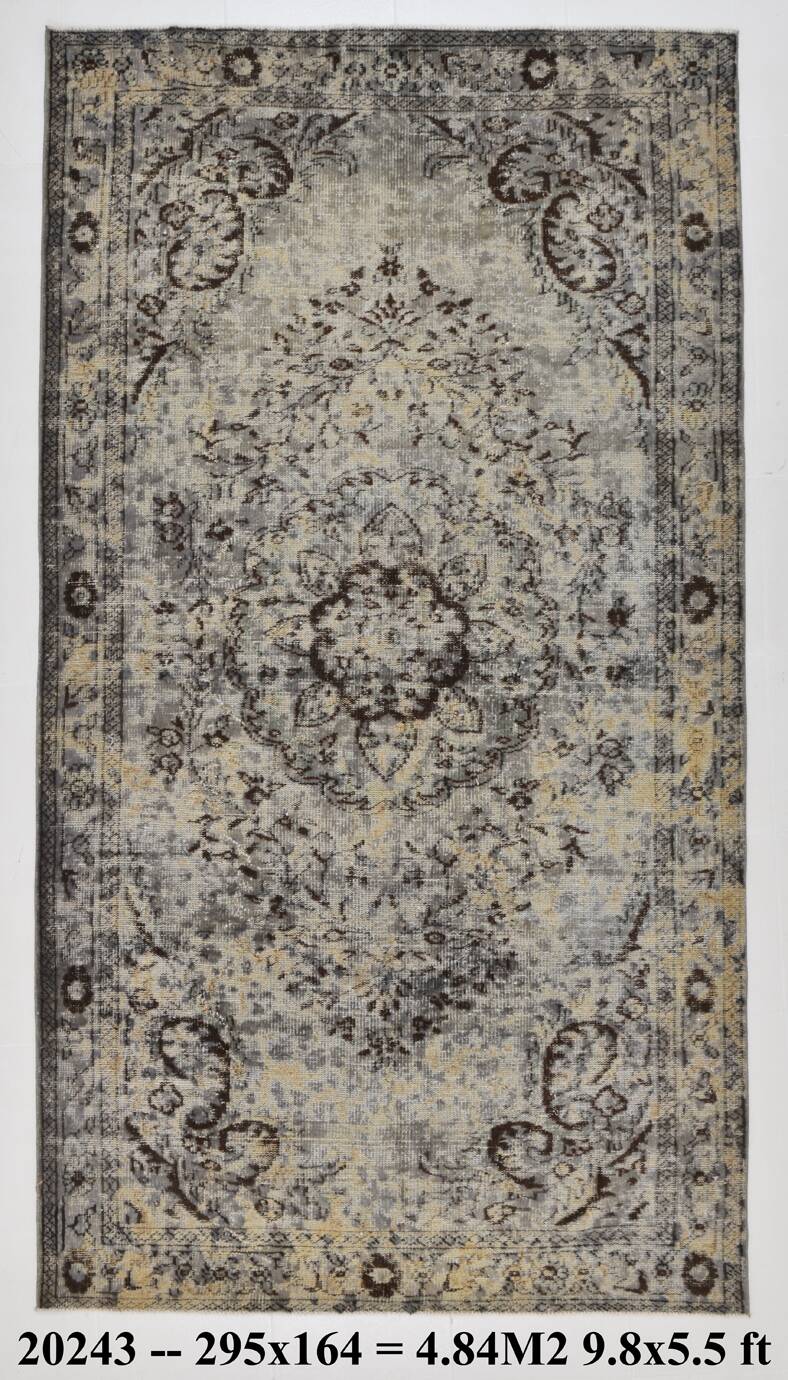 5x10 Distressed Brown Vintage Rug, 164x295Cm